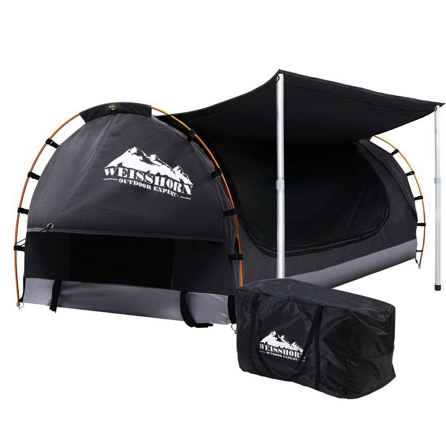 Weisshorn Double Canvas Swag Free Standing Dome Dark Grey