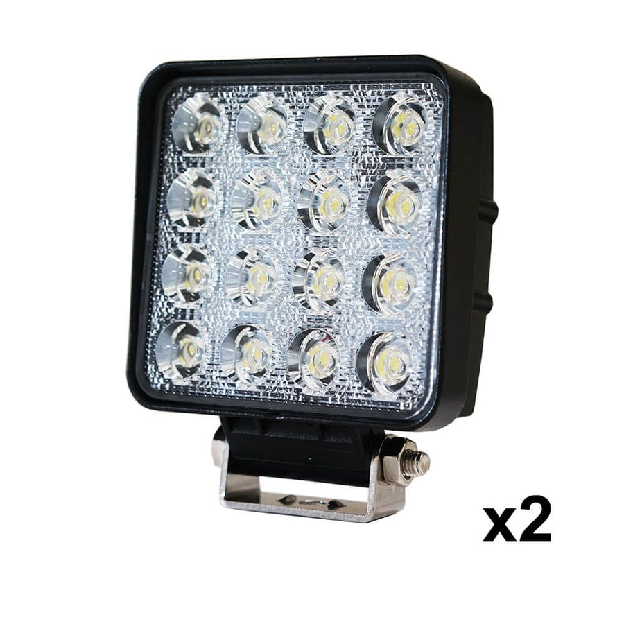 Set (x2) of 48W LED Work Lights FLOOD Lamp 12V 24V