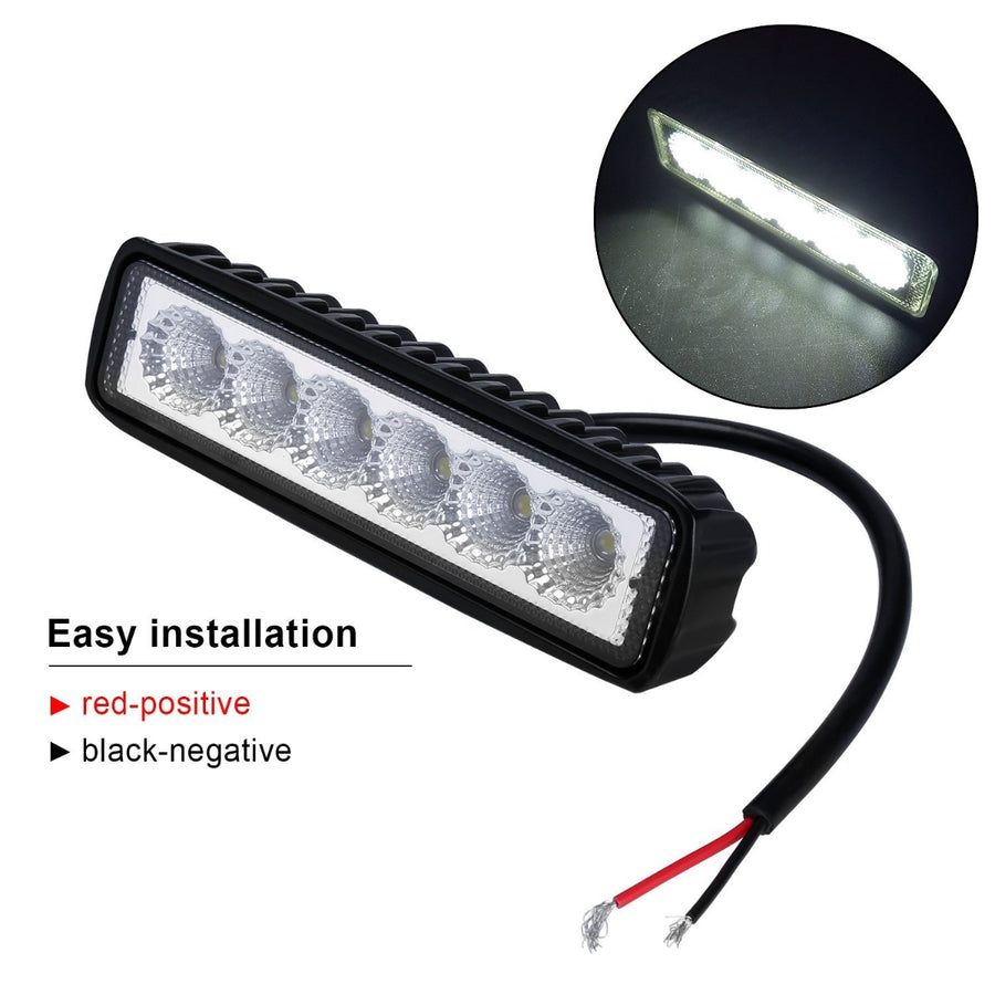 2 x 6inch 18W LED Work Light Flood Reverse Light