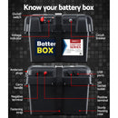 GIANTZ Battery Box 12V Camping Portable Deep Cycle AGM Universal Large 42.5cm x 25.5cm x 30cm