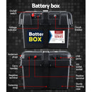 Giantz 100Ah Deep Cycle Battery & Battery Box 12V AGM Marine Sealed Batter for Caravan, 4WD or Camping