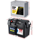 Giantz 75Ah Deep Cycle Battery & Battery Box 12V AGM Marine Sealed for Caravan, 4WD or Camping