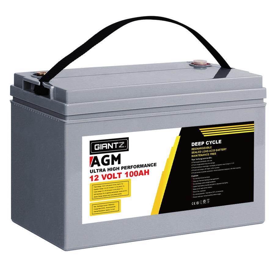 Giantz 100Ah Deep Cycle Battery 12V AGM Marine Sealed Battery for Caravan or Camping