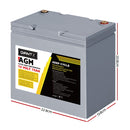 Giantz 75Ah Deep Cycle Battery 12V AGM Marine Sealed Battery for Caravan or Camping