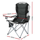 Weisshorn 2X Folding Camping Chairs - Folding Arm Chair - Grey