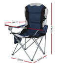 Weisshorn 2X Camping Chairs - Folding Arm Chair - Navy