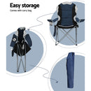 Weisshorn 2X Camping Chairs - Folding Arm Chair - Navy