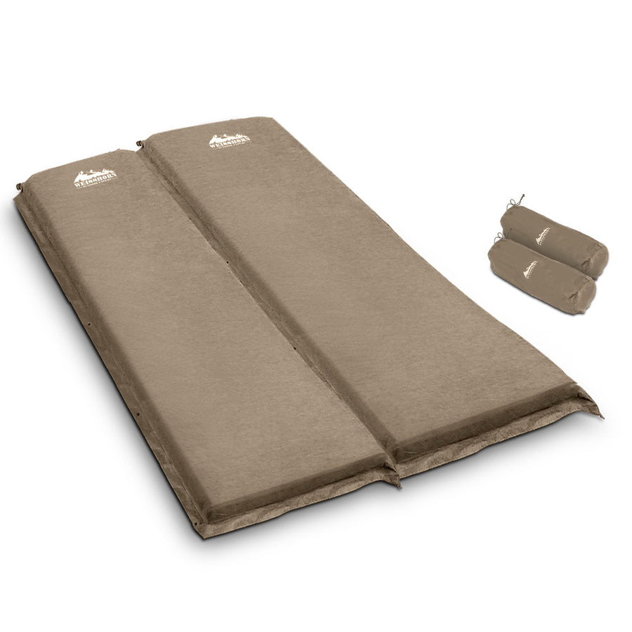 Weisshorn Double Self Inflating Mattress - Coffee Joinable 10cm Thick