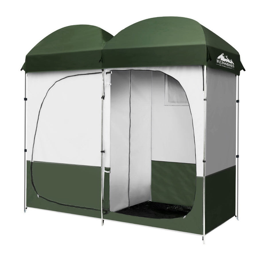 Weisshorn Double Camping Shower, Toilet Tent or Outdoor Portable Change Room - Green