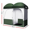 Weisshorn Double Camping Shower, Toilet Tent or Outdoor Portable Change Room - Green