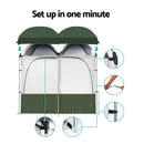 Weisshorn Double Camping Shower, Toilet Tent or Outdoor Portable Change Room - Green